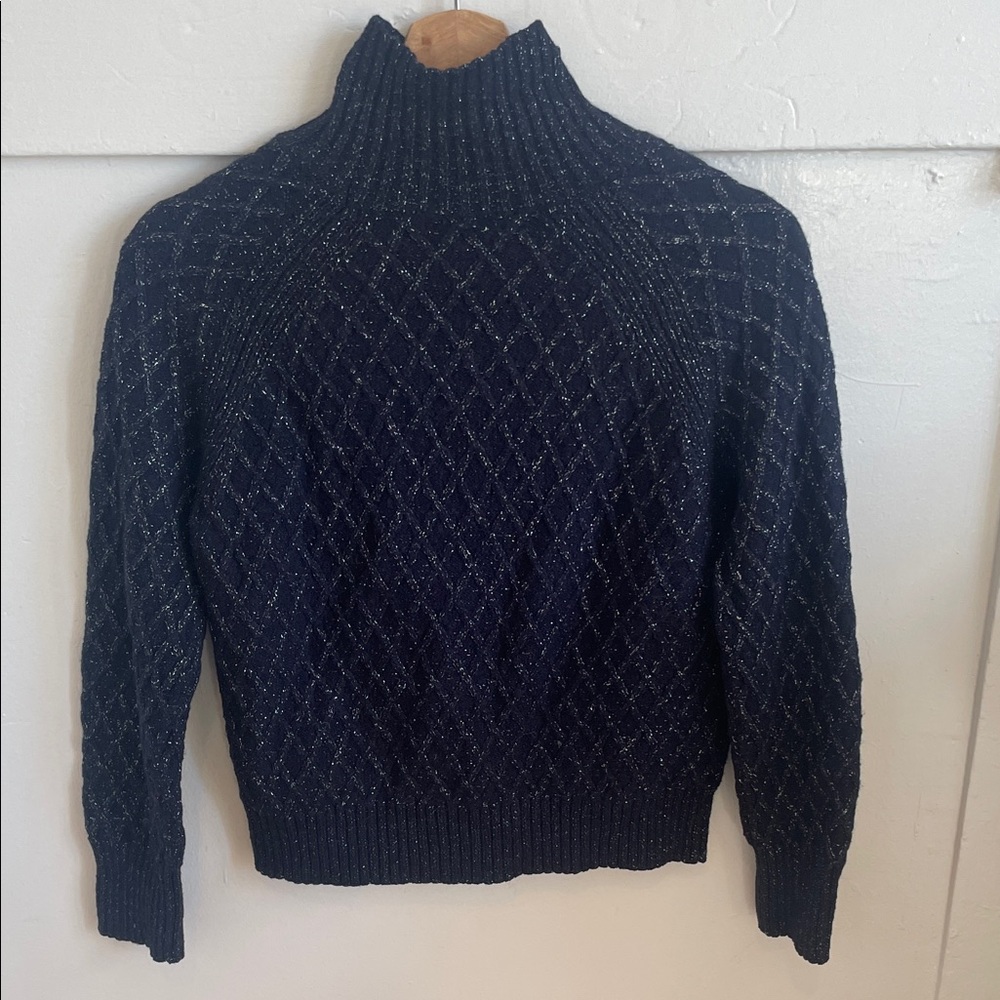 Massimo Dutti Dark Blue Cowl Neck Sweater